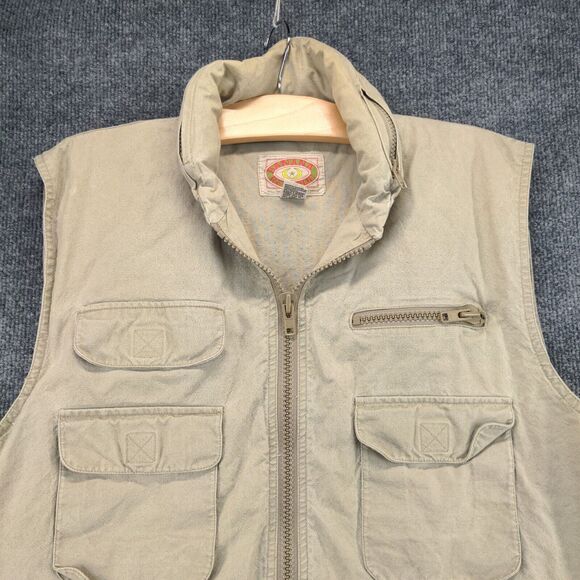 Banana Republic VTG 80s Full Zip Military Vest Jacket Mens Large Cotton Tactical - Picture 6 of 12